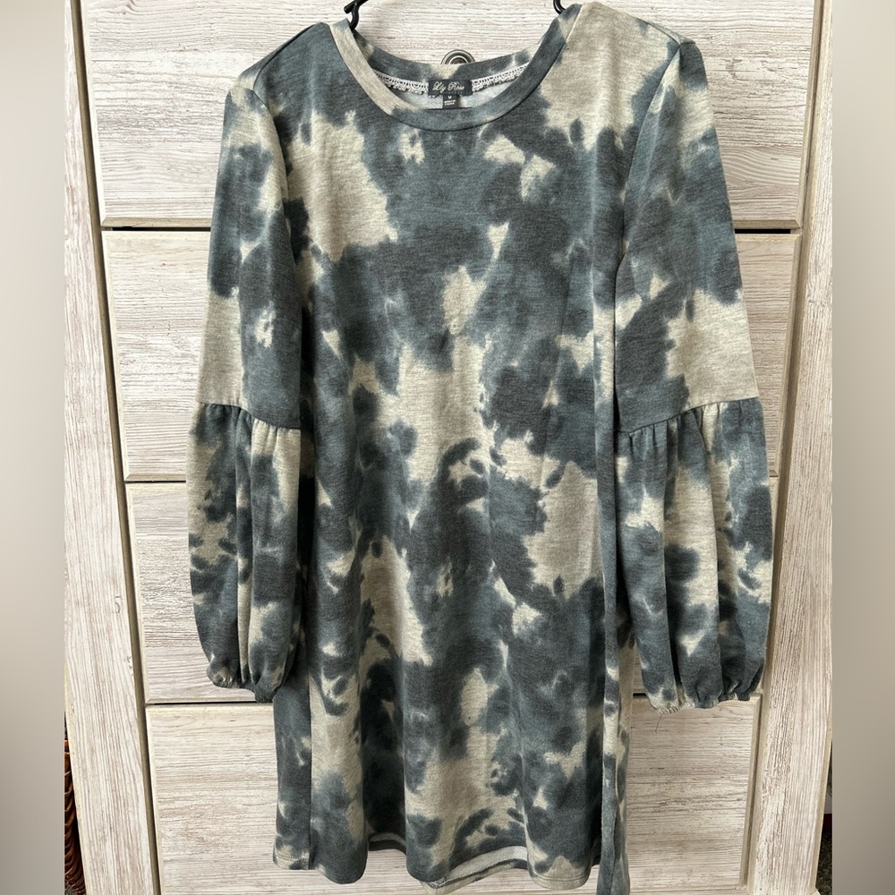 Blue Green Tunic puff sleeve dress size medium